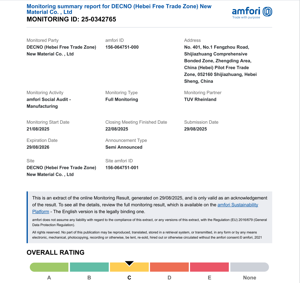 DECNO Successfully Passed the BSCI Audit