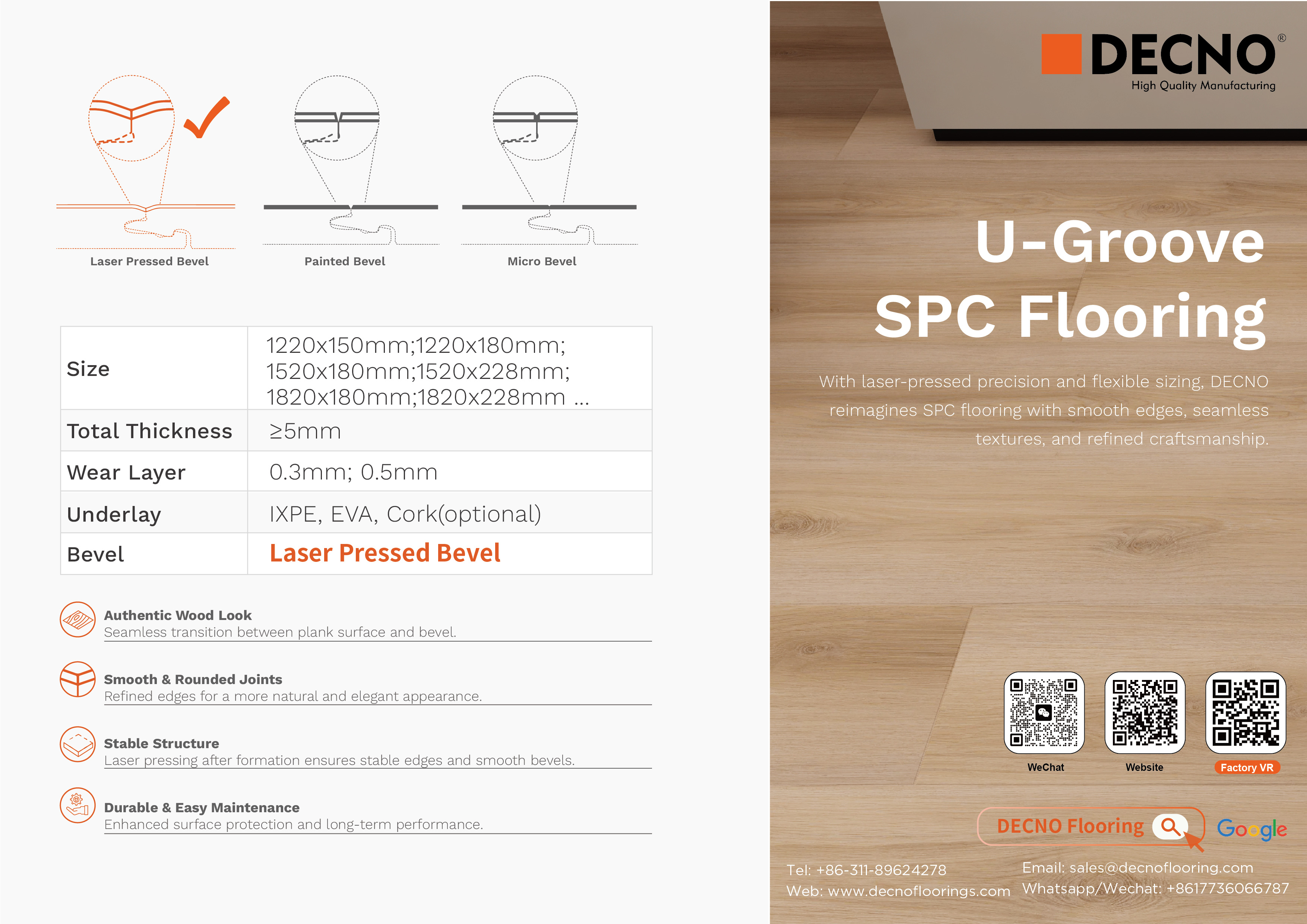 Pressed Bevel SPC Flooring｜DECNO
