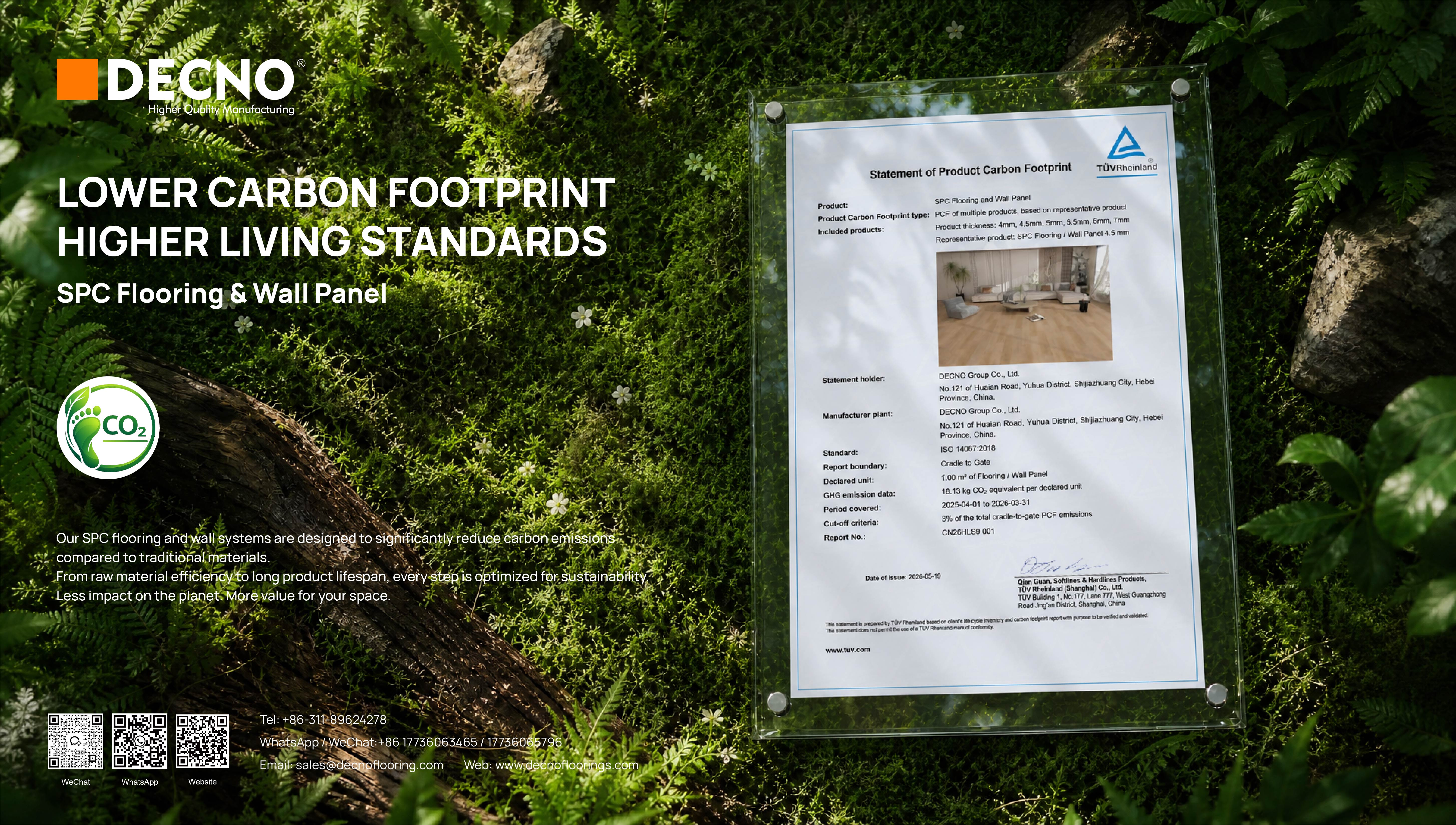 SPC Flooring Carbon Footprint | DECNO PCF Certified Manufacturer SPC Flooring Carbon Footprint | DECNO PCF Certified Manufacturer